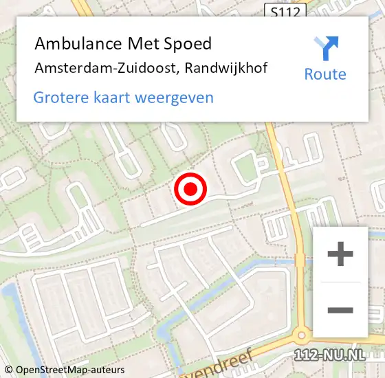 Locatie op kaart van de 112 melding: Ambulance Met Spoed Naar Amsterdam-Zuidoost, Randwijkhof op 5 juni 2021 21:07