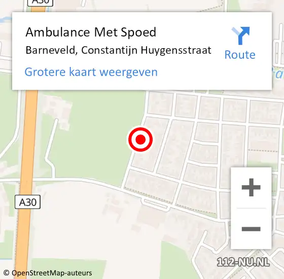 Locatie op kaart van de 112 melding: Ambulance Met Spoed Naar Barneveld, Constantijn Huygensstraat op 5 juni 2021 21:08