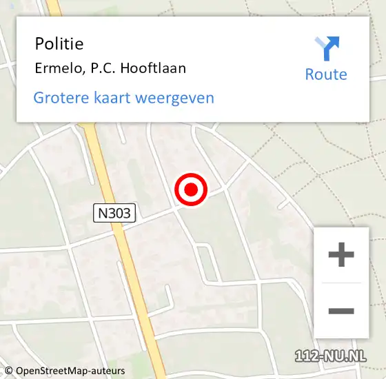 Locatie op kaart van de 112 melding: Politie Ermelo, P.C. Hooftlaan op 5 juni 2021 21:24