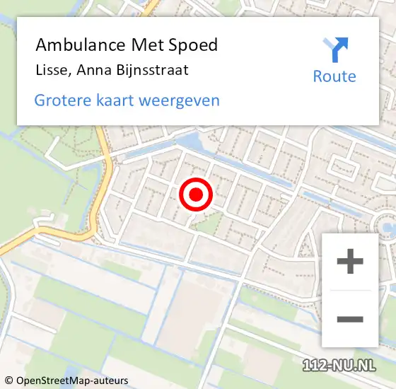 Locatie op kaart van de 112 melding: Ambulance Met Spoed Naar Lisse, Anna Bijnsstraat op 5 juni 2021 22:13