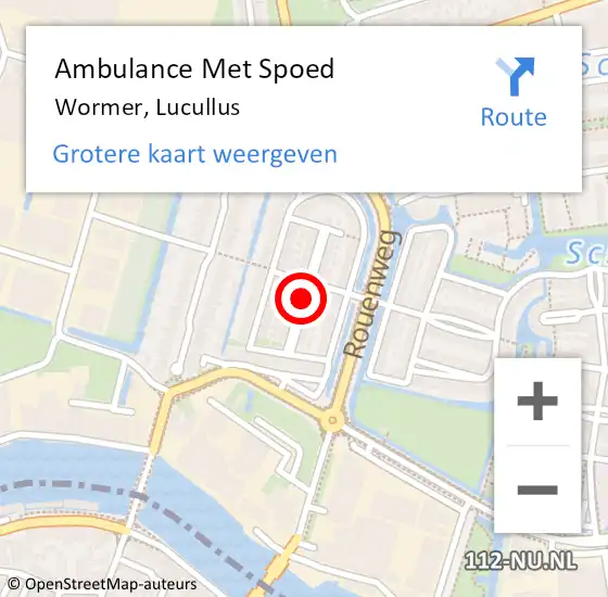 Locatie op kaart van de 112 melding: Ambulance Met Spoed Naar Wormer, Lucullus op 5 juni 2021 22:14