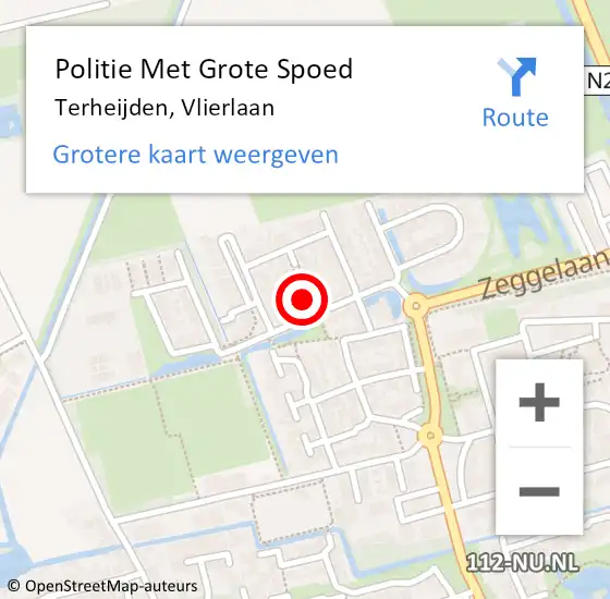 Locatie op kaart van de 112 melding: Politie Met Grote Spoed Naar Terheijden, Vlierlaan op 5 juni 2021 22:41