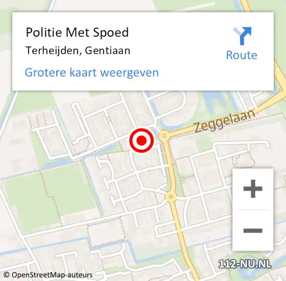 Locatie op kaart van de 112 melding: Politie Met Spoed Naar Terheijden, Gentiaan op 5 juni 2021 22:41