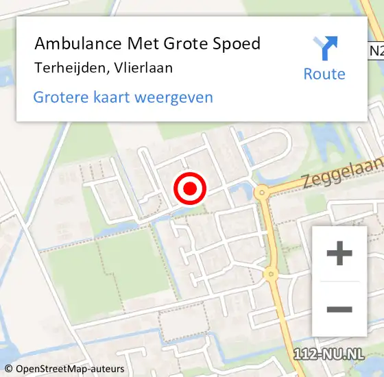 Locatie op kaart van de 112 melding: Ambulance Met Grote Spoed Naar Terheijden, Vlierlaan op 5 juni 2021 22:42