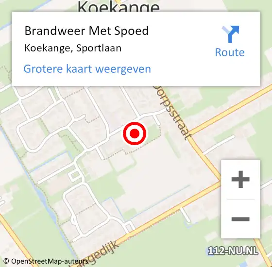 Locatie op kaart van de 112 melding: Brandweer Met Spoed Naar Koekange, Sportlaan op 5 juni 2021 23:15