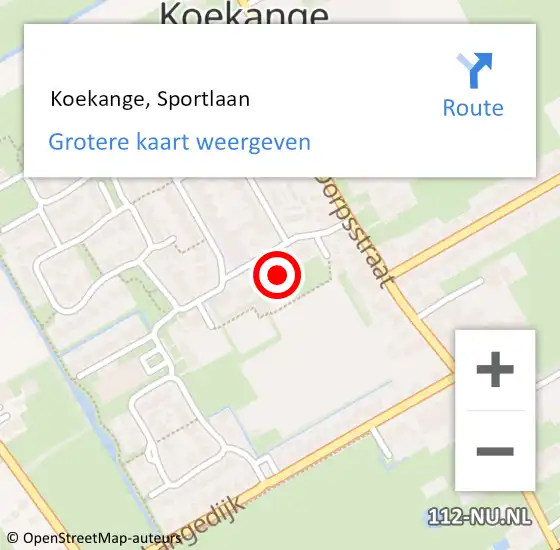 Locatie op kaart van de 112 melding:  Koekange, Sportlaan op 5 juni 2021 23:19