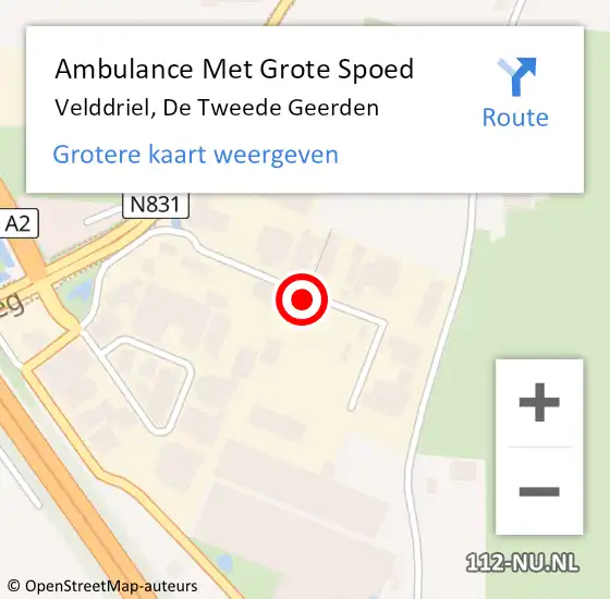 Locatie op kaart van de 112 melding: Ambulance Met Grote Spoed Naar Velddriel, De Tweede Geerden op 5 juni 2021 23:19