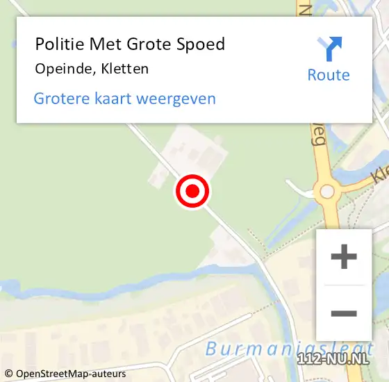 Locatie op kaart van de 112 melding: Politie Met Grote Spoed Naar Opeinde, Kletten op 5 juni 2021 23:43