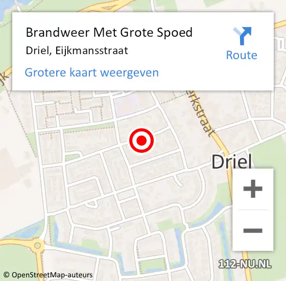 Locatie op kaart van de 112 melding: Brandweer Met Grote Spoed Naar Driel, Eijkmansstraat op 6 juni 2021 00:01