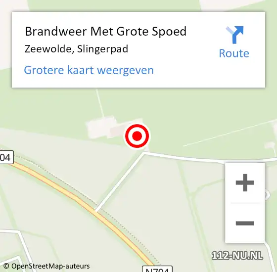 Locatie op kaart van de 112 melding: Brandweer Met Grote Spoed Naar Zeewolde, Slingerpad op 12 juni 2014 13:27