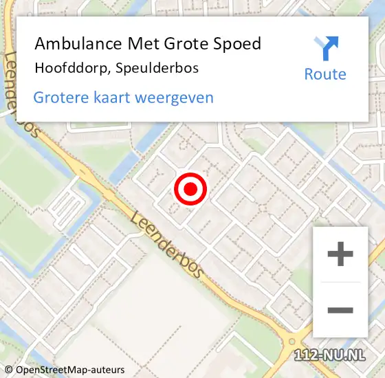 Locatie op kaart van de 112 melding: Ambulance Met Grote Spoed Naar Hoofddorp, Speulderbos op 6 juni 2021 01:17