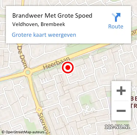 Locatie op kaart van de 112 melding: Brandweer Met Grote Spoed Naar Veldhoven, Brembeek op 6 juni 2021 02:43