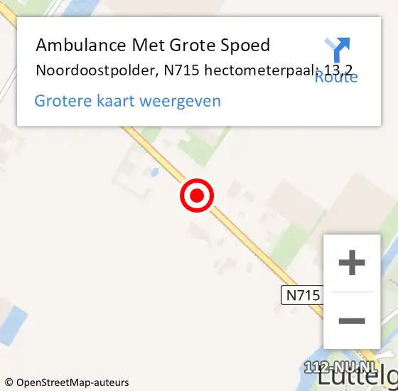 Locatie op kaart van de 112 melding: Ambulance Met Grote Spoed Naar Noordoostpolder, N715 hectometerpaal: 13,2 op 6 juni 2021 02:49