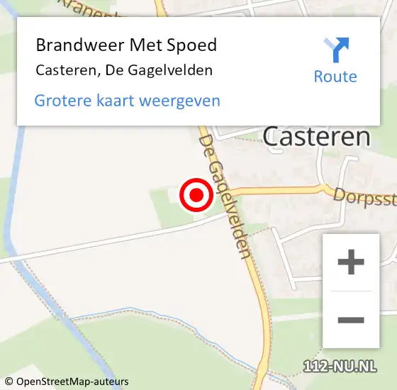 Locatie op kaart van de 112 melding: Brandweer Met Spoed Naar Casteren, De Gagelvelden op 6 juni 2021 03:09