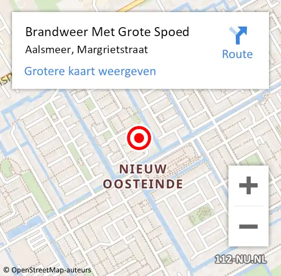 Locatie op kaart van de 112 melding: Brandweer Met Grote Spoed Naar Aalsmeer, Margrietstraat op 6 juni 2021 04:16