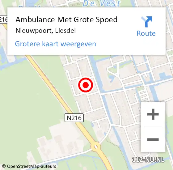 Locatie op kaart van de 112 melding: Ambulance Met Grote Spoed Naar Nieuwpoort, Liesdel op 6 juni 2021 05:09