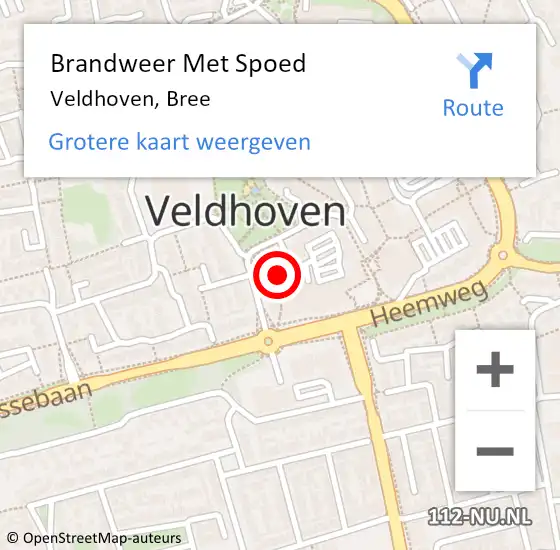 Locatie op kaart van de 112 melding: Brandweer Met Spoed Naar Veldhoven, Bree op 6 juni 2021 05:10