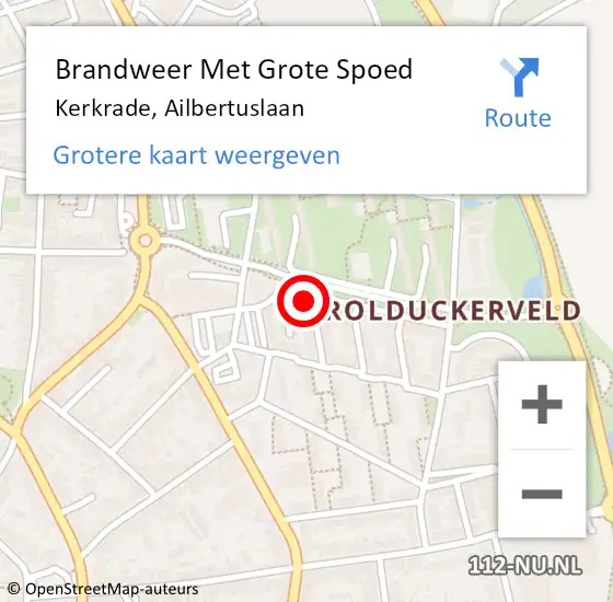 Locatie op kaart van de 112 melding: Brandweer Met Grote Spoed Naar Kerkrade, Ailbertuslaan op 6 juni 2021 05:21