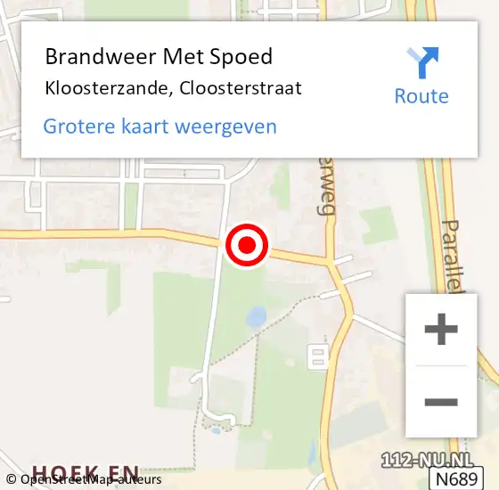 Locatie op kaart van de 112 melding: Brandweer Met Spoed Naar Kloosterzande, Cloosterstraat op 6 juni 2021 07:41