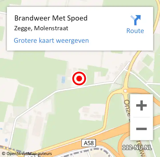 Locatie op kaart van de 112 melding: Brandweer Met Spoed Naar Zegge, Molenstraat op 6 juni 2021 08:21