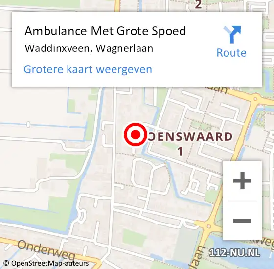 Locatie op kaart van de 112 melding: Ambulance Met Grote Spoed Naar Waddinxveen, Wagnerlaan op 6 juni 2021 08:25