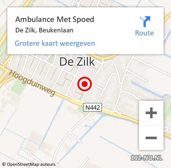 Locatie op kaart van de 112 melding: Ambulance Met Spoed Naar De Zilk, Beukenlaan op 6 juni 2021 09:04
