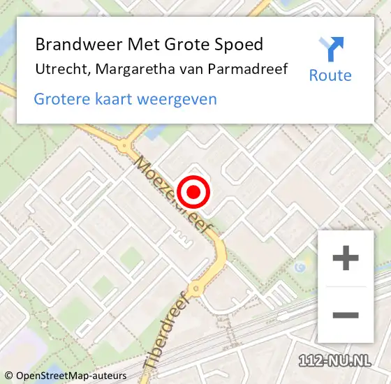 Locatie op kaart van de 112 melding: Brandweer Met Grote Spoed Naar Utrecht, Margaretha van Parmadreef op 6 juni 2021 09:08