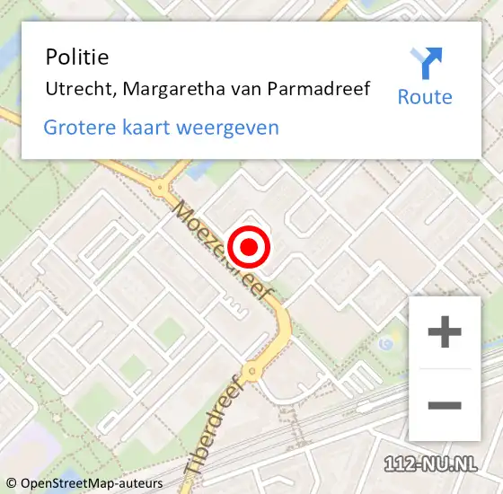 Locatie op kaart van de 112 melding: Politie Utrecht, Margaretha van Parmadreef op 6 juni 2021 09:09