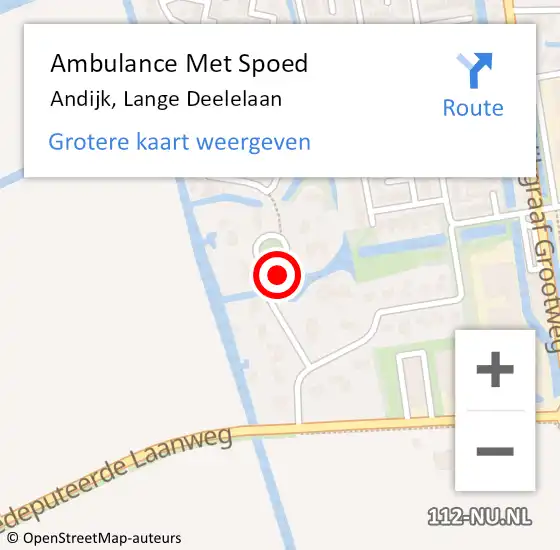Locatie op kaart van de 112 melding: Ambulance Met Spoed Naar Andijk, Lange Deelelaan op 6 juni 2021 09:12