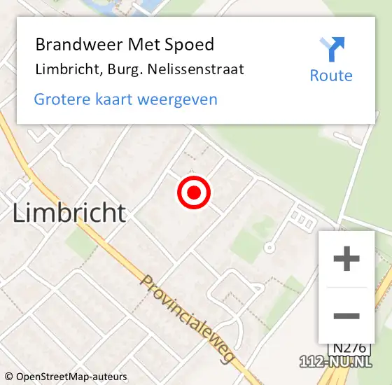 Locatie op kaart van de 112 melding: Brandweer Met Spoed Naar Limbricht, Burg. Nelissenstraat op 6 juni 2021 09:14