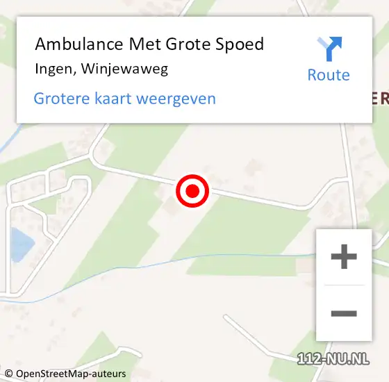 Locatie op kaart van de 112 melding: Ambulance Met Grote Spoed Naar Ingen, Winjewaweg op 6 juni 2021 09:27