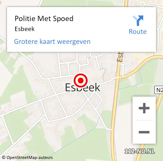 Locatie op kaart van de 112 melding: Politie Met Spoed Naar Esbeek op 6 juni 2021 10:43