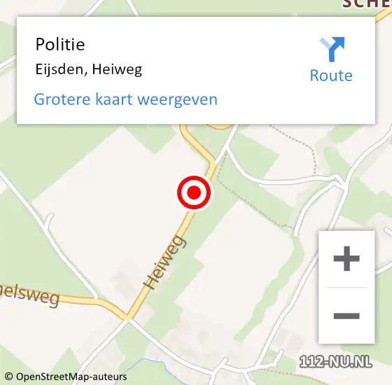 Locatie op kaart van de 112 melding: Politie Eijsden, Heiweg op 6 juni 2021 10:52