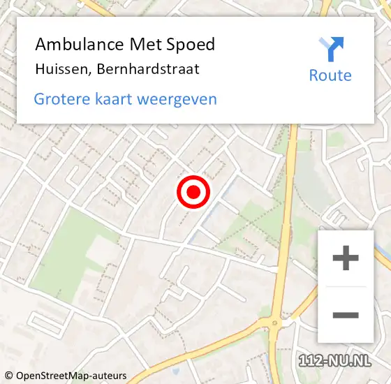 Locatie op kaart van de 112 melding: Ambulance Met Spoed Naar Huissen, Bernhardstraat op 6 juni 2021 11:21