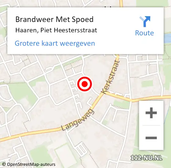 Locatie op kaart van de 112 melding: Brandweer Met Spoed Naar Haaren, Piet Heestersstraat op 6 juni 2021 11:22