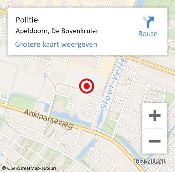 Locatie op kaart van de 112 melding: Politie Apeldoorn, De Bovenkruier op 6 juni 2021 11:33