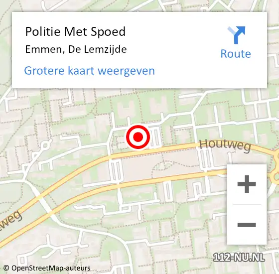 Locatie op kaart van de 112 melding: Politie Met Spoed Naar Emmen, De Lemzijde op 6 juni 2021 11:46