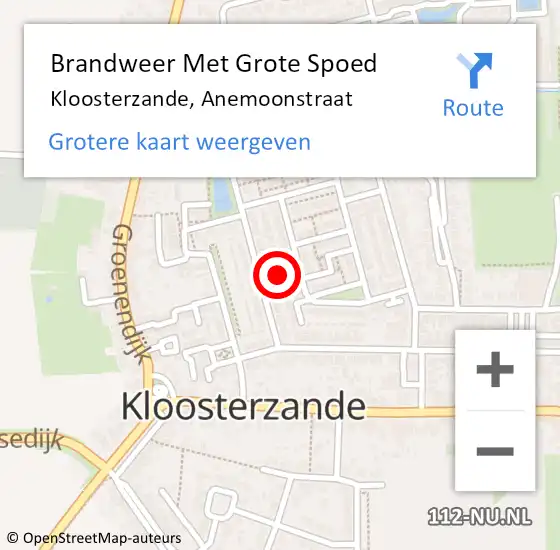 Locatie op kaart van de 112 melding: Brandweer Met Grote Spoed Naar Kloosterzande, Anemoonstraat op 6 juni 2021 11:53