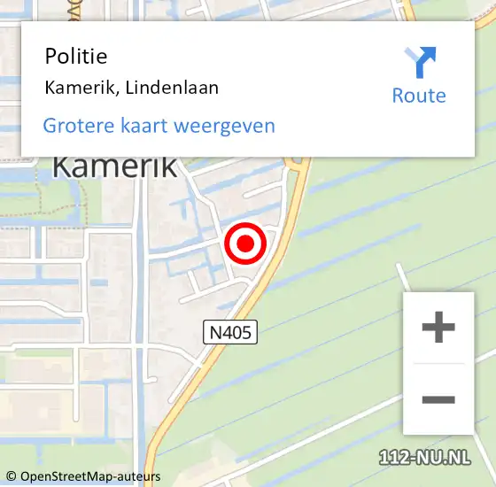 Locatie op kaart van de 112 melding: Politie Kamerik, Lindenlaan op 6 juni 2021 11:57