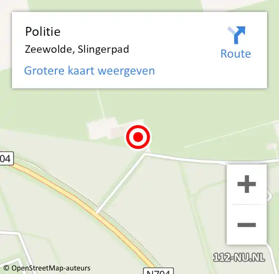 Locatie op kaart van de 112 melding: Politie Zeewolde, Slingerpad op 12 juni 2014 14:02