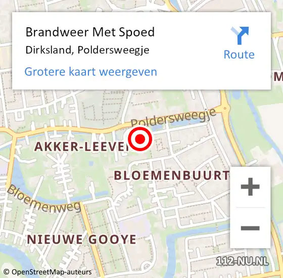 Locatie op kaart van de 112 melding: Brandweer Met Spoed Naar Dirksland, Poldersweegje op 6 juni 2021 13:16