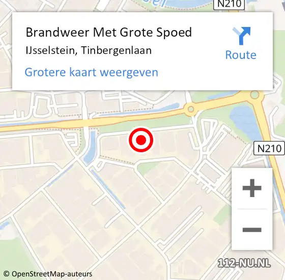 Locatie op kaart van de 112 melding: Brandweer Met Grote Spoed Naar IJsselstein, Tinbergenlaan op 6 juni 2021 13:41