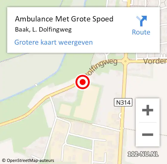 Locatie op kaart van de 112 melding: Ambulance Met Grote Spoed Naar Baak, L. Dolfingweg op 6 juni 2021 13:45