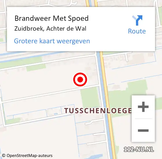 Locatie op kaart van de 112 melding: Brandweer Met Spoed Naar Zuidbroek, Achter de Wal op 6 juni 2021 14:36