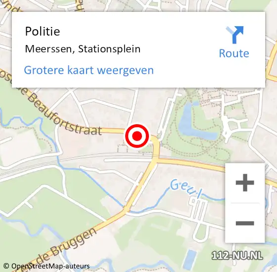 Locatie op kaart van de 112 melding: Politie Meerssen, Stationsplein op 6 juni 2021 14:49