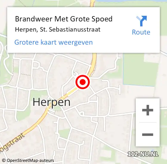 Locatie op kaart van de 112 melding: Brandweer Met Grote Spoed Naar Herpen, St. Sebastianusstraat op 6 juni 2021 15:53