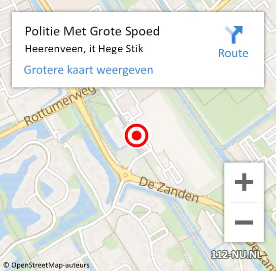 Locatie op kaart van de 112 melding: Politie Met Grote Spoed Naar Heerenveen, it Hege Stik op 6 juni 2021 15:57