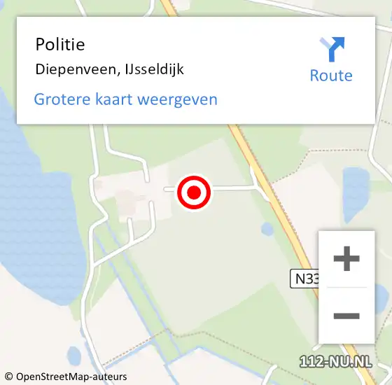 Locatie op kaart van de 112 melding: Politie Diepenveen, IJsseldijk op 6 juni 2021 16:07