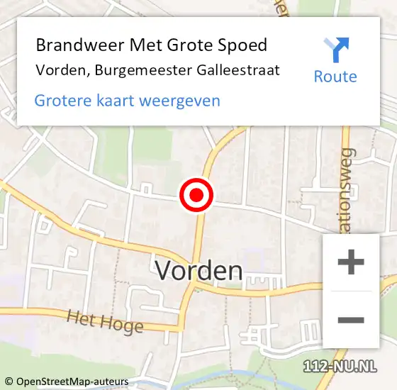 Locatie op kaart van de 112 melding: Brandweer Met Grote Spoed Naar Vorden, Burgemeester Galleestraat op 12 juni 2014 14:18