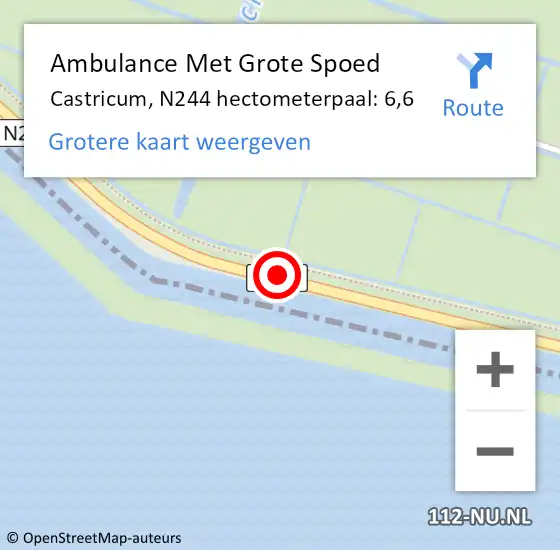 Locatie op kaart van de 112 melding: Ambulance Met Grote Spoed Naar Castricum, N244 hectometerpaal: 6,6 op 6 juni 2021 16:47